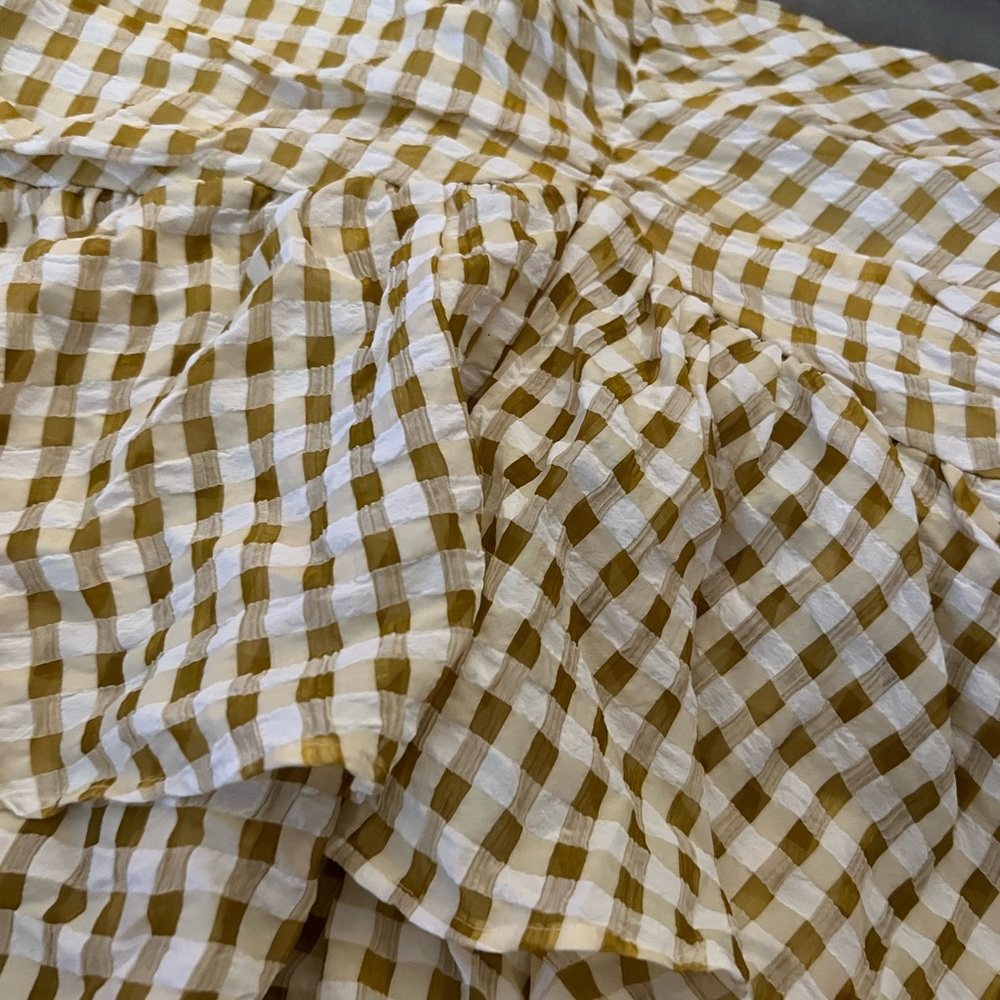 H&M Women's Size 2 White Gingham Tiered Draped Flounce Mini Skirt - Picture 3 of 4